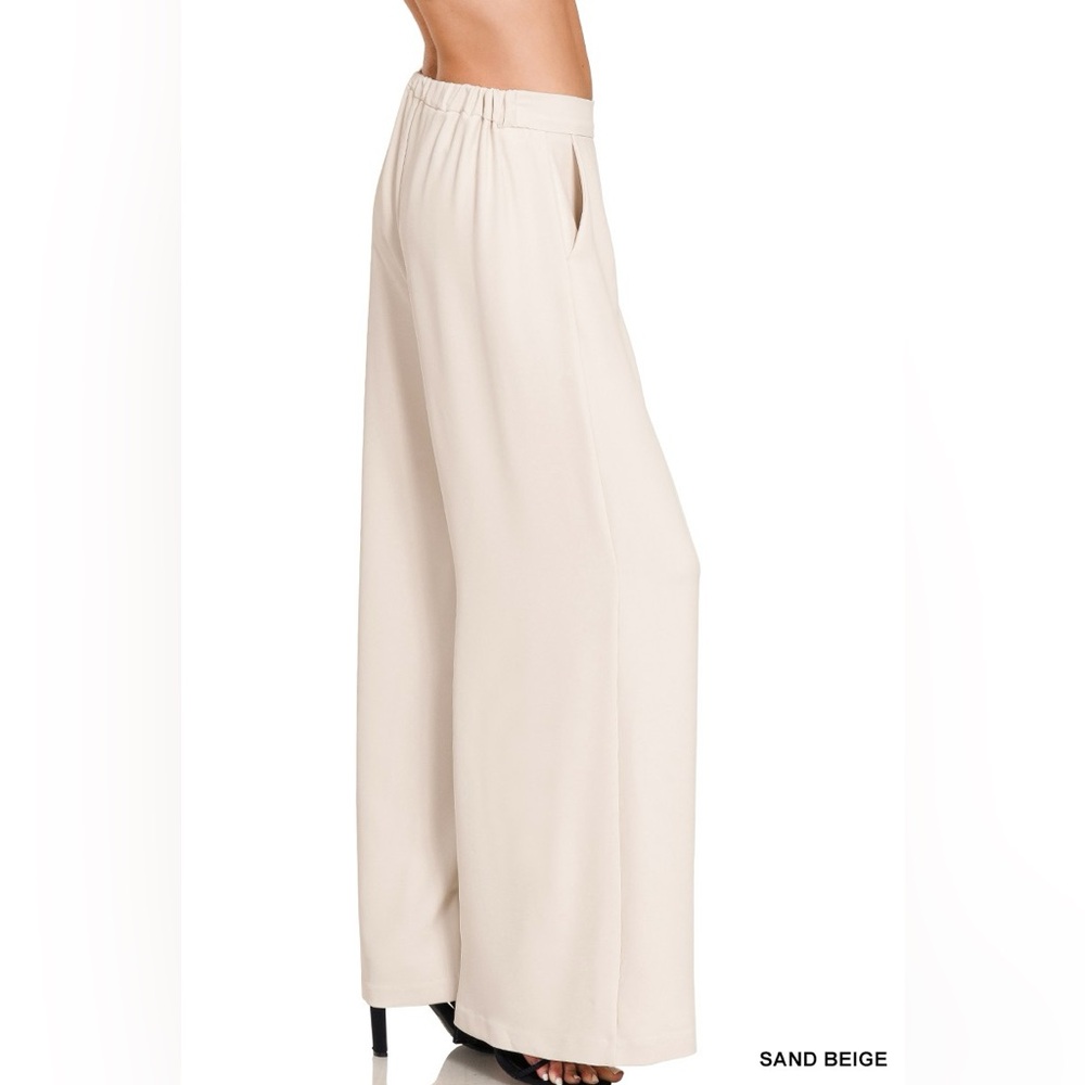 Zenana Relaxed Fit Elastic Waisted Wide Leg Pants - Picture 2 of 4